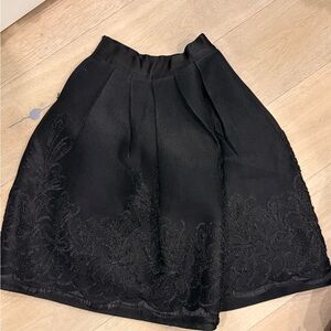 Gracia Black A-Line Skirt with Lace Detail